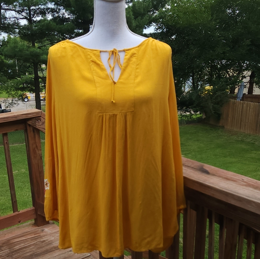 St John's Bay yellow mustard blouse XL
